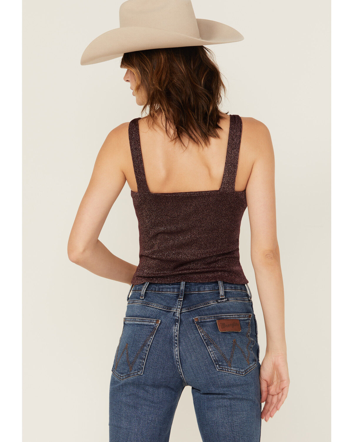 Image #4 - Miss Me Women's Rhinestone Knotted Sleeveless Tank Top, Burgundy, hi-res