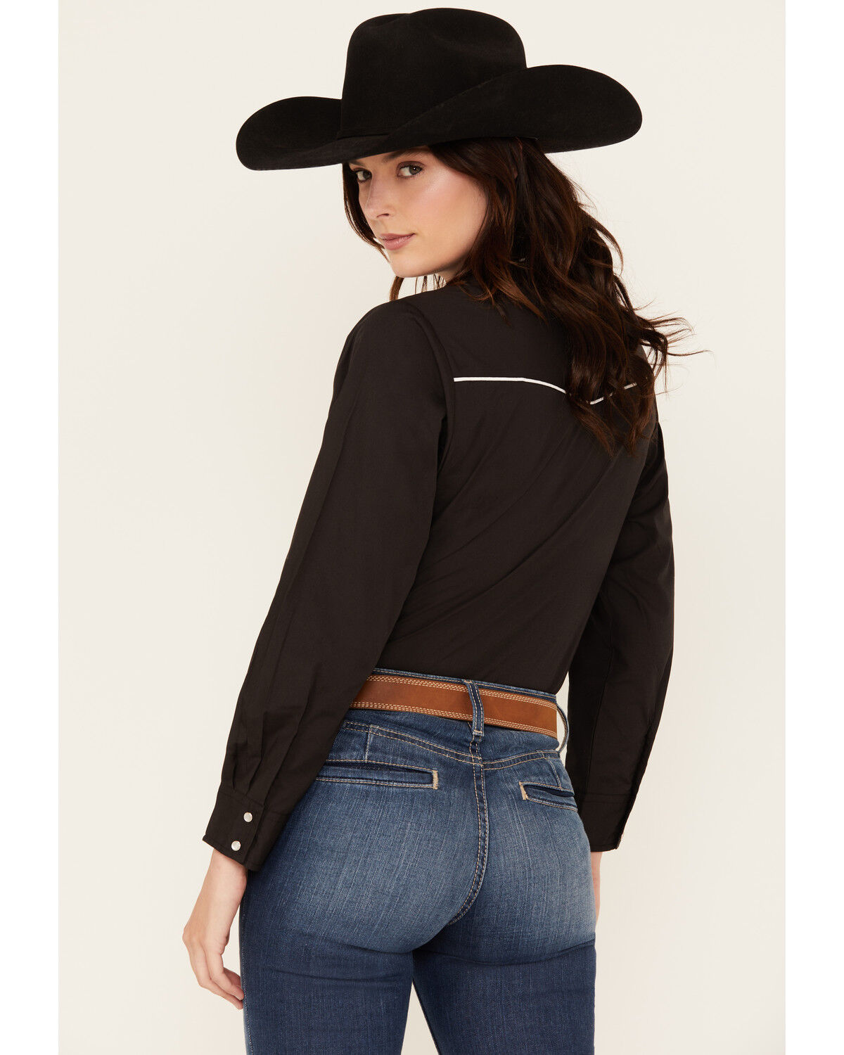 Image #4 - Ely Walker Women's Floral Embroidered Long Sleeve Snap Western Shirt, Black, hi-res