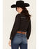 Image #4 - Ely Walker Women's Floral Embroidered Long Sleeve Snap Western Shirt, Black, hi-res