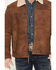 Image #3 - Scully Men's Sherpa Lined Leather Zip Jacket, Brown, hi-res