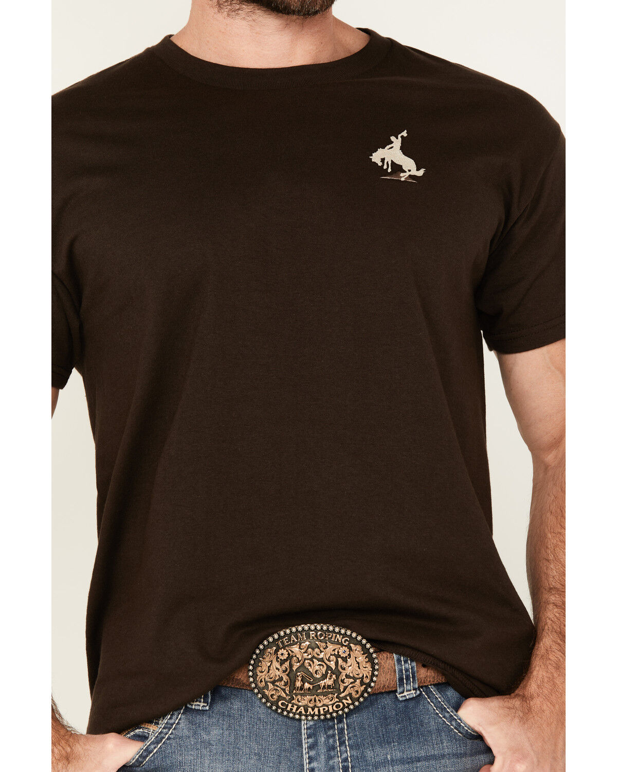 Image #3 - Riot Society Men's Embroidered Bucking Bronco Short Sleeve T-Shirt, Brown, hi-res