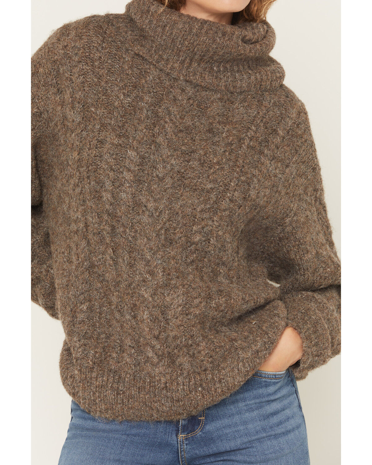Image #3 - Shyanne Women's Sherry Oversized Turtleneck Sweater, Taupe, hi-res