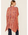 Angie Women's Coral Paisley Spice Print Kimono, Coral, hi-res