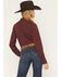 Image #4 - Shyann Women's Solid Long Sleeve Button-Down Stretch Performance Shirt, Brick Red, hi-res
