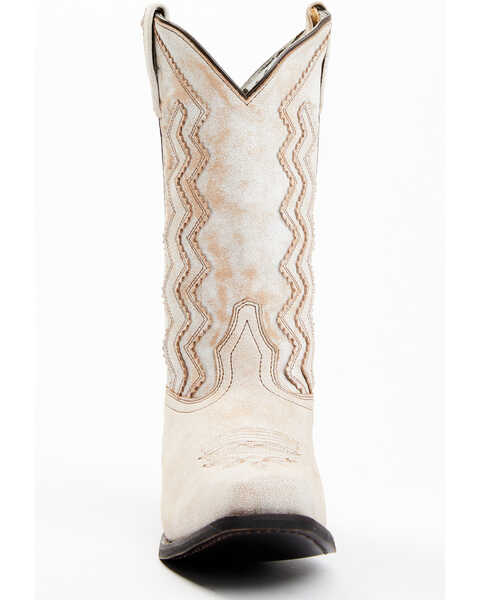 Image #4 - Laredo Women's Rustic Bone Overlay Western Boots - Square Toe, Off White, hi-res