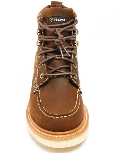 Image #2 - Hawx Men's 6" Grade Work Boots - Moc Toe, Distressed Brown, hi-res
