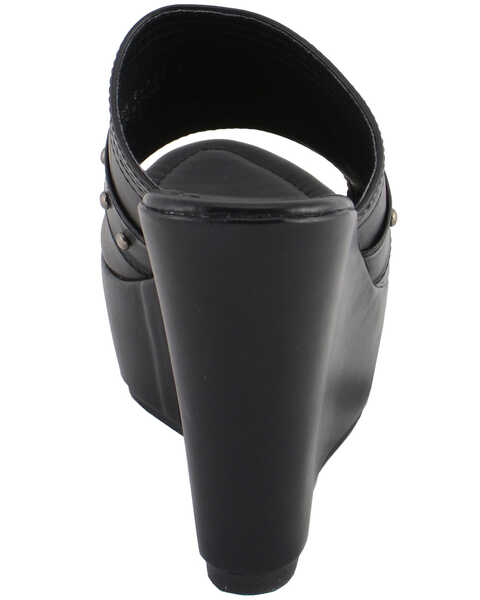 Image #7 - Milwaukee Leather Women's Rivet Detail Open Toe Wedge Sandals, Black, hi-res