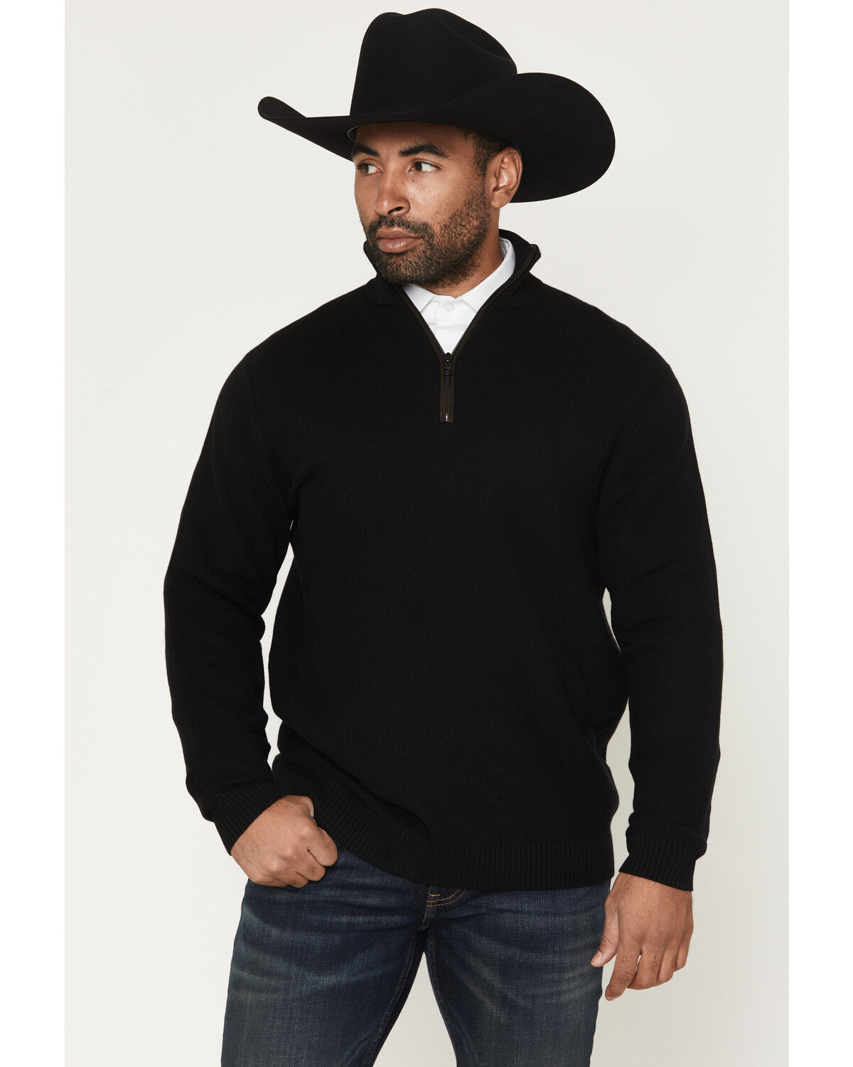 Image #1 - Cody James Black 1978™ Men's Parker Solid 1/4 Zip Pullover Sweater, Black, hi-res