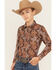 Image #1 - Cody James Boys' Dennis Paisley Print Long Sleeve Snap Western Shirt, Rust Copper, hi-res