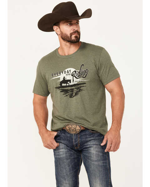 Image #1 - Cody James Men's Riding Horse Short Sleeve Graphic T-Shirt, Olive, hi-res