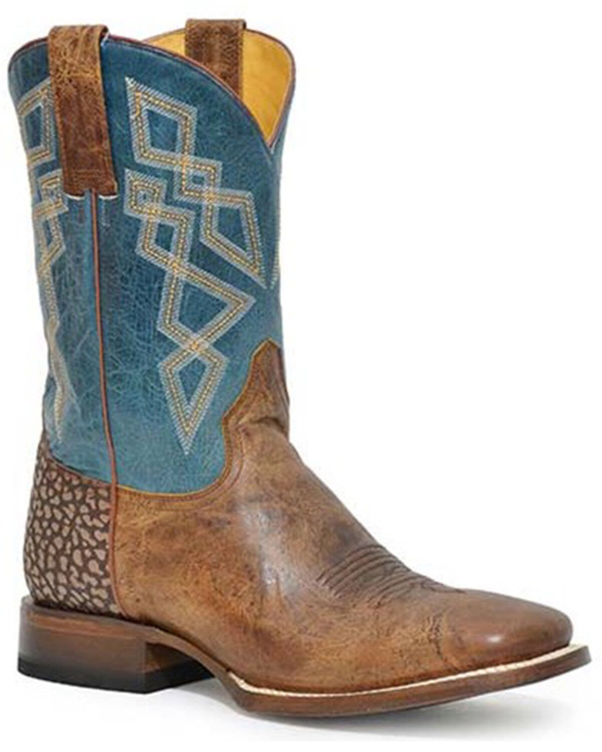 Image #1 - Roper Men's Merritt Western Performance Boots - Broad Square Toe, Tan, hi-res
