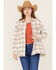 Image #1 - Ely Walker Women's Plaid Print Sherpa Lined Button-Down Shacket, Stone, hi-res