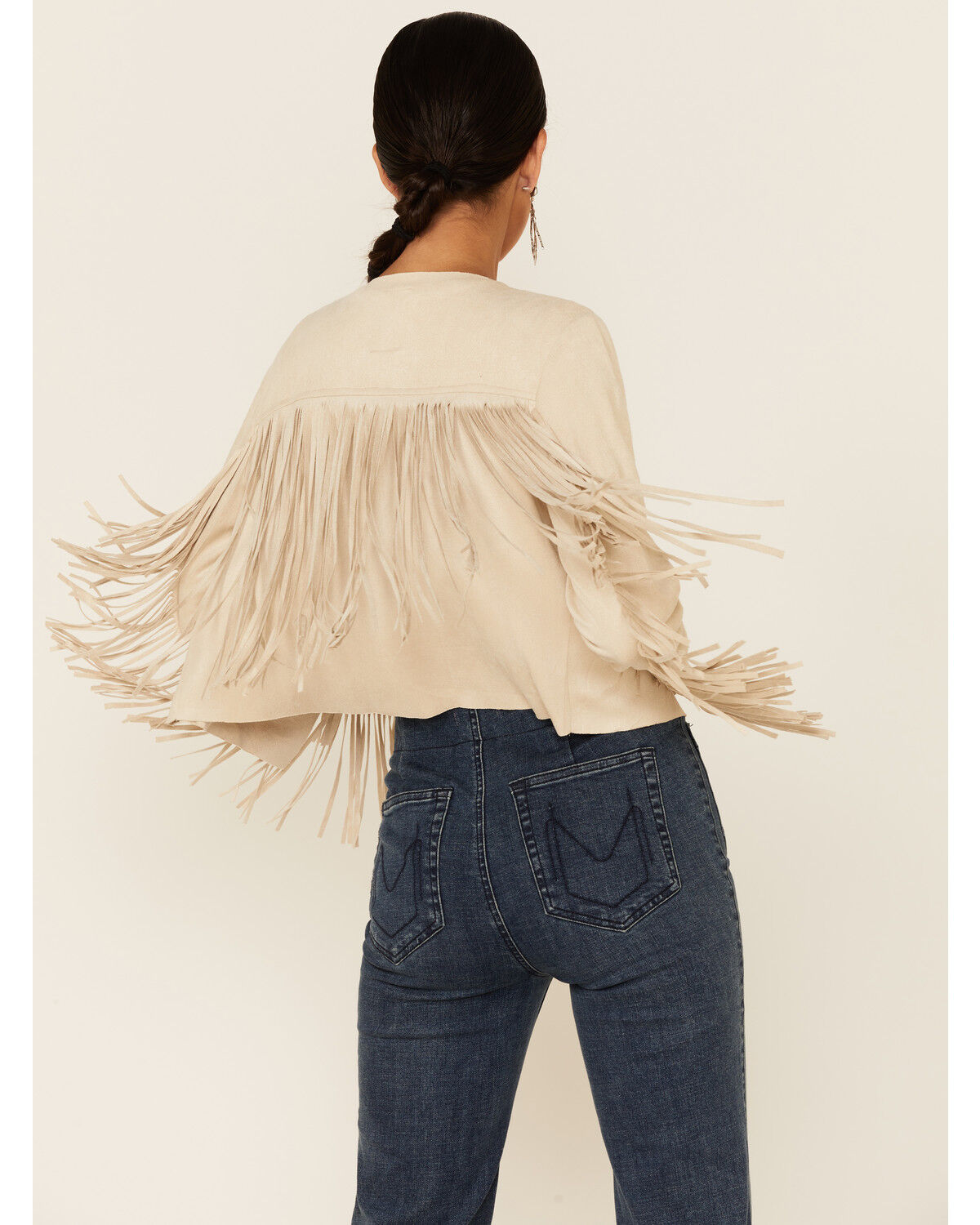 Image #4 - Vocal Women's Faux Suede Western Fringe Jacket, Natural, hi-res