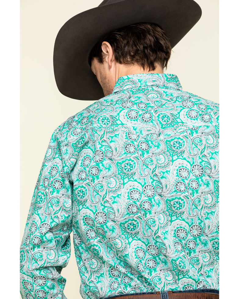 Wrangler 20X Men's Advanced Comfort Green Paisley Print Long Sleeve Western  Shirt