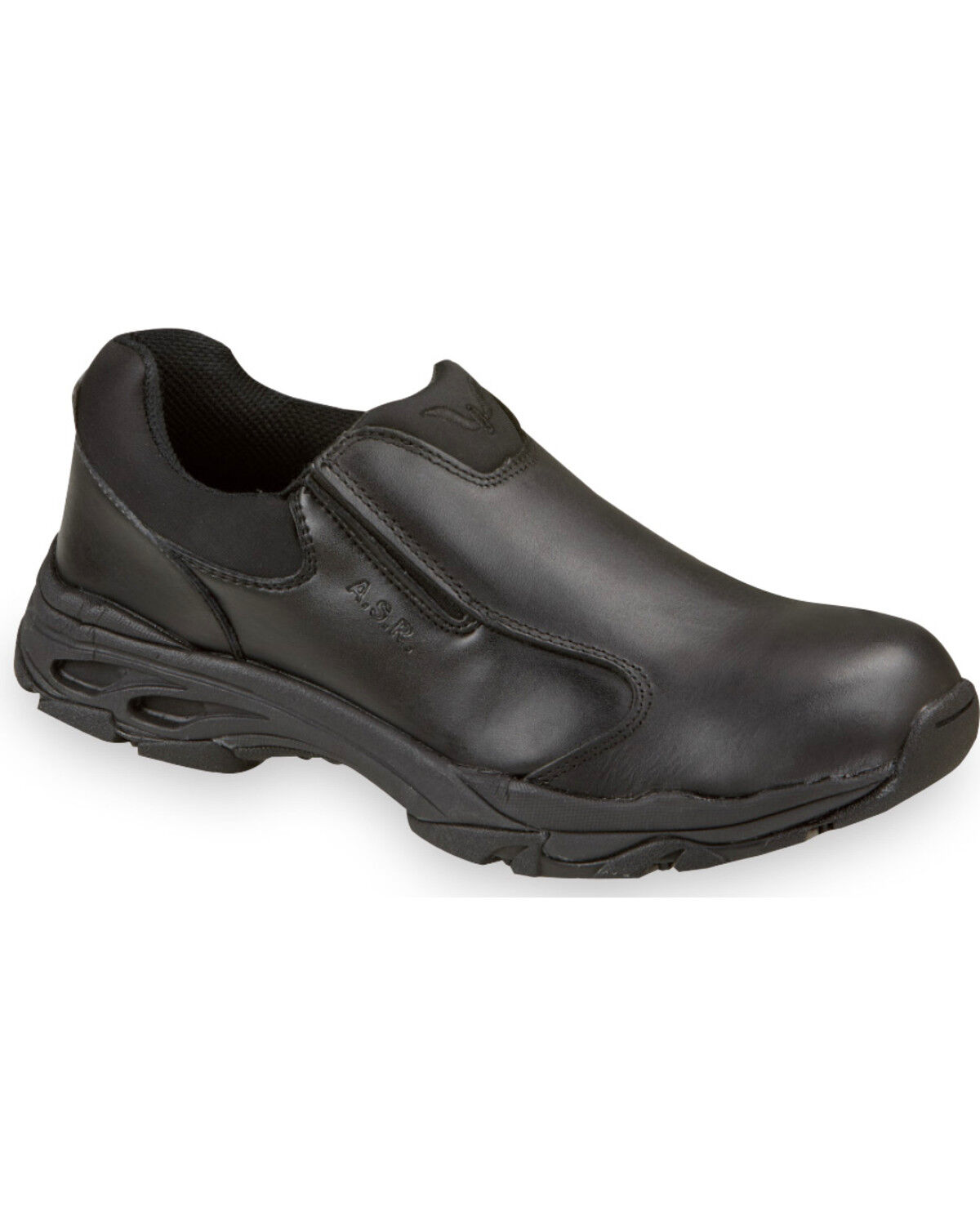 Image #1 - Thorogood Men's ASR Leather Slip-On Uniform Shoes - Soft Toe, Black, hi-res