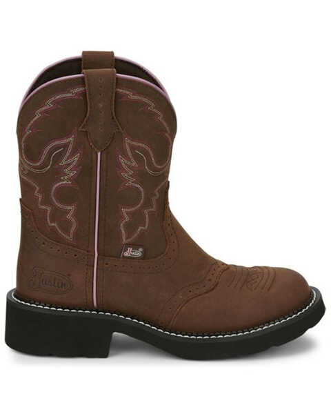 Image #2 - Justin Women's Gemma Western Boots - Round Toe, Distressed Brown, hi-res