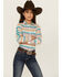 Image #1 - Ariat Girls' Striped Southwestern Print Long Sleeve Button-Down Western Shirt, Beige, hi-res
