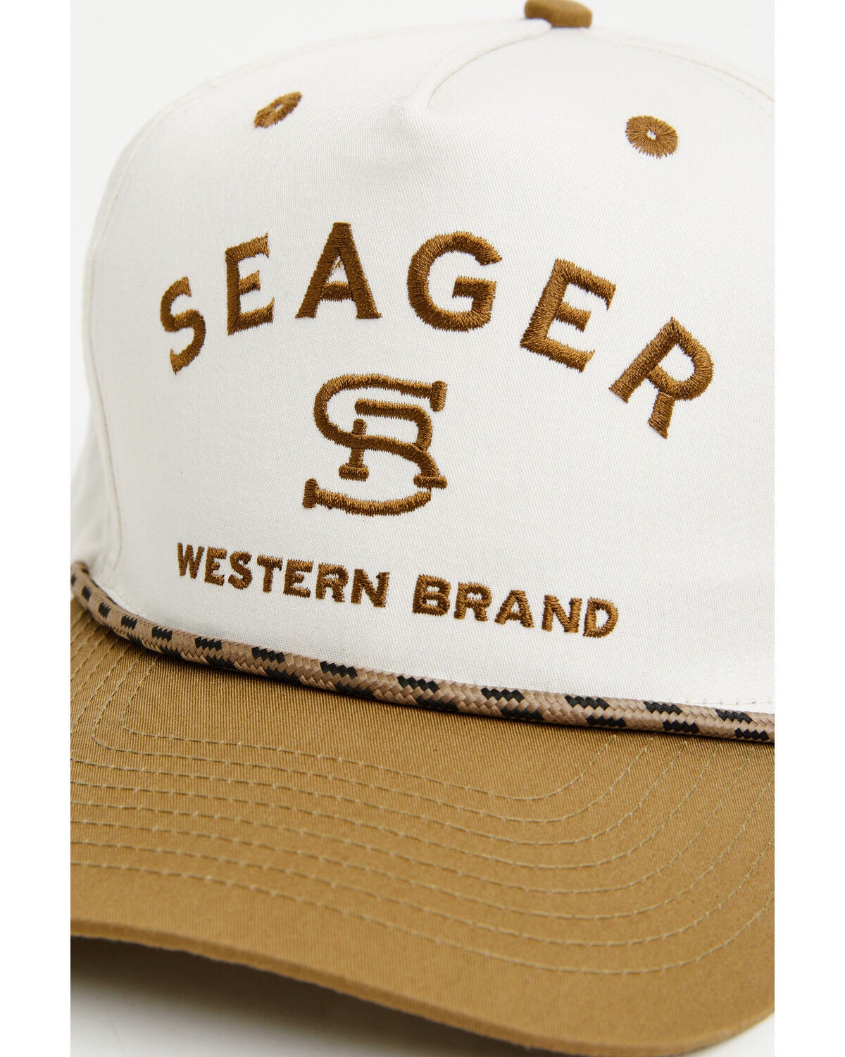 Image #3 - Seager Men's Branded Ball Cap, Cream/brown, hi-res