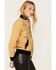 Image #3 - Western & Co Women's Embroidered Leather Bomber Jacket , Tan, hi-res