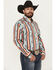 Image #1 - Rock & Roll Denim Men's Southwestern Serape Striped Long Sleeve Button-Down Stretch Western Shirt, Red, hi-res