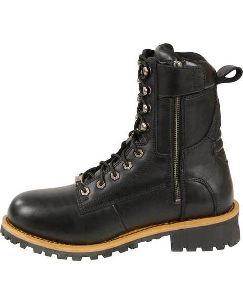 Image #3 - Milwaukee Leather Men's Lace To Toe Logger Boots - Round Toe, Black, hi-res