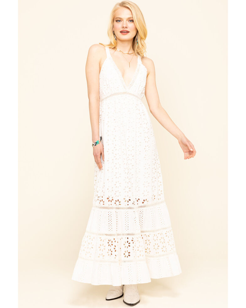 Coco + Jaimeson Women's Ivory Eyelet Maxi Dress , Ivory, hi-res