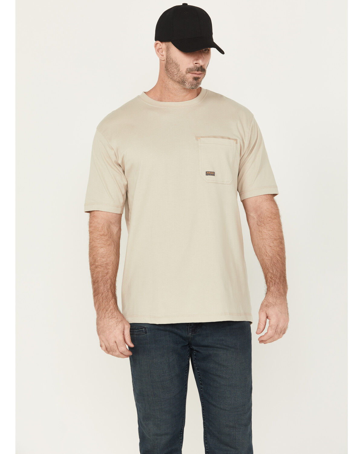 Image #2 - Ariat Men's Rebar Workman Brickyard Short Sleeve Work Shirt, Grey, hi-res