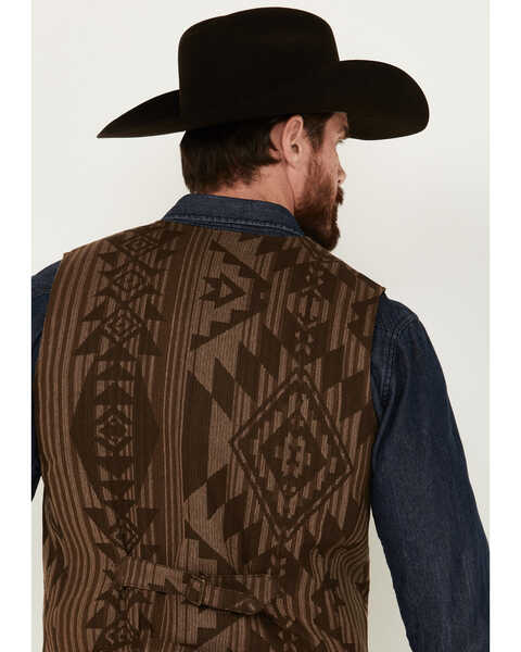 Image #4 - Cody James Men's Southwestern Print Jacquard Vest , Brown, hi-res