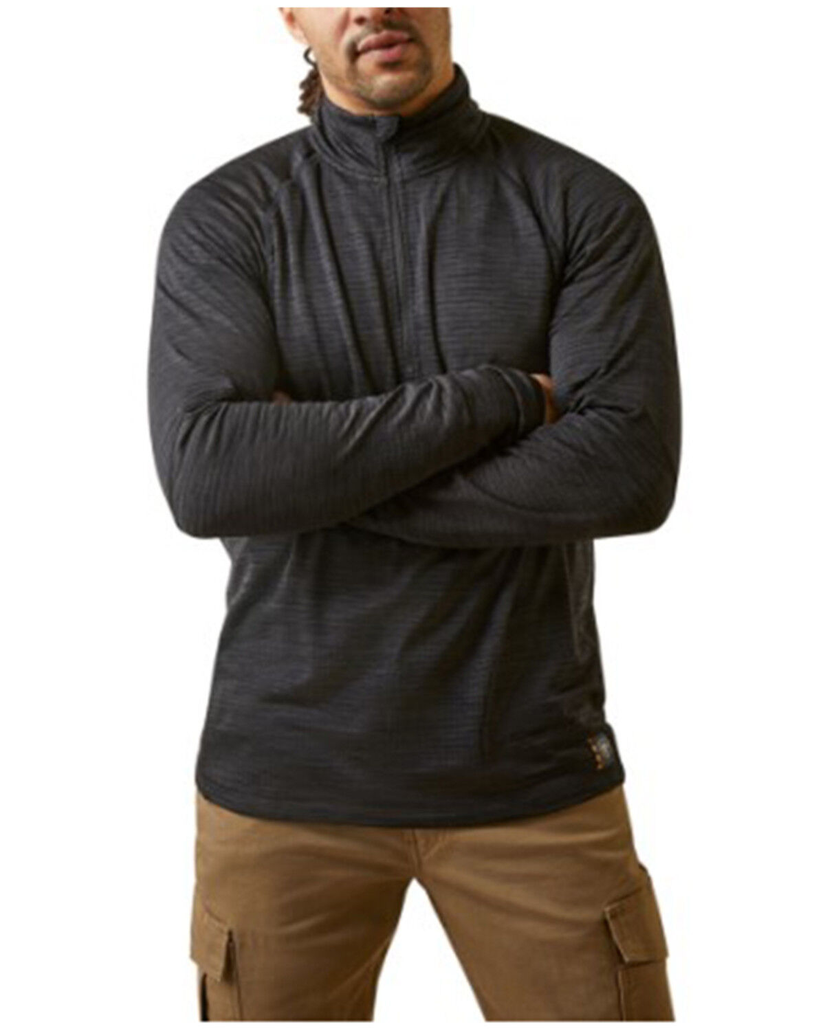 Image #1 - Ariat Men's Rebar Gridwork Baselayer 1/4 Zip Long Sleeve T-Shirt, Black, hi-res