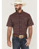 Image #1 - RANK 45® Men's Pick Up Small Plaid Print Short Sleeve Button-Down Western Shirt, Blue, hi-res