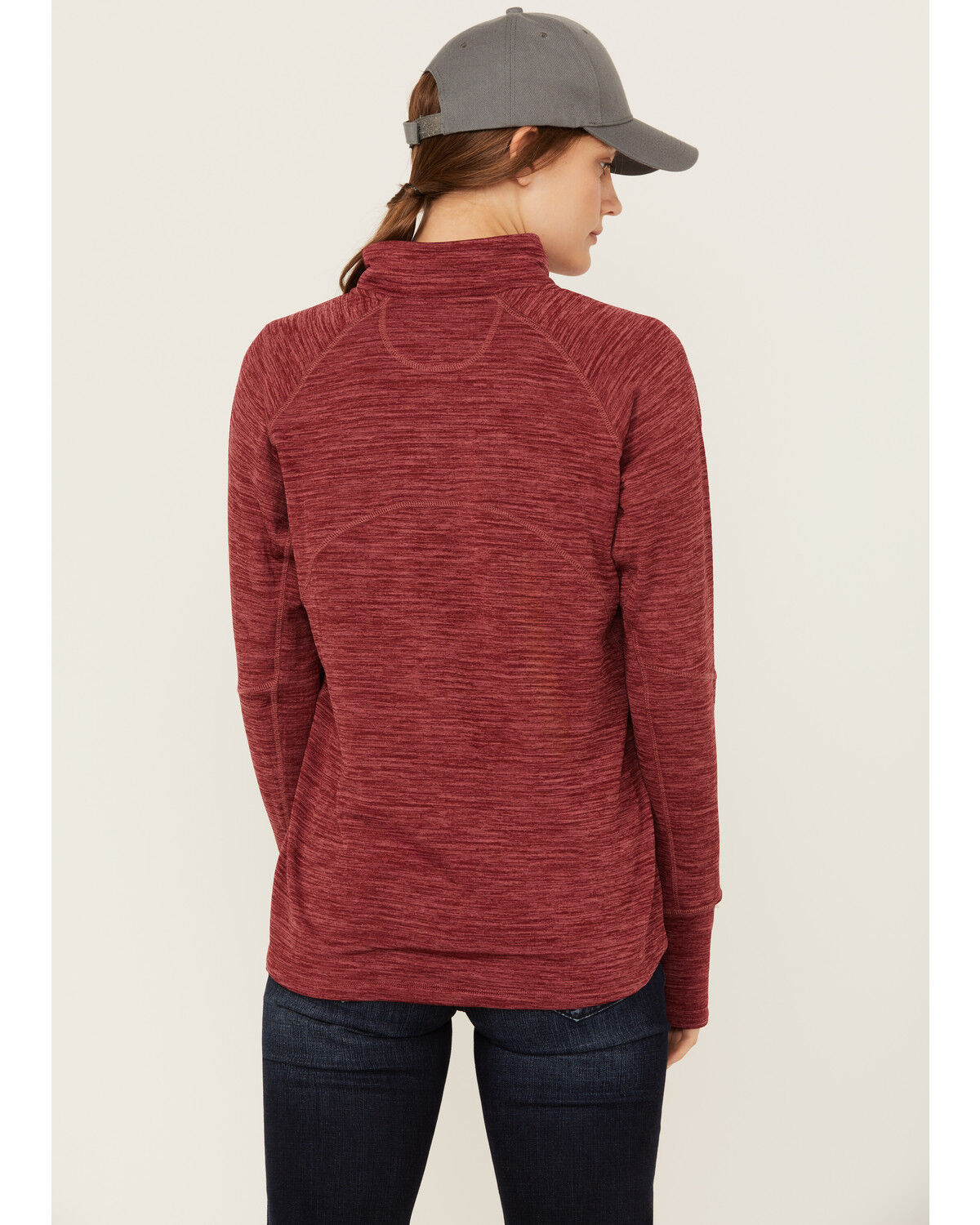 Image #4 - Ariat Women's Rebar Gridwork Baselayer 1/4 Zip T-Shirt, Red, hi-res