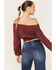 Image #4 - Shyanne Women's Off-Shoulder Embroidered Crop Top, Wine, hi-res