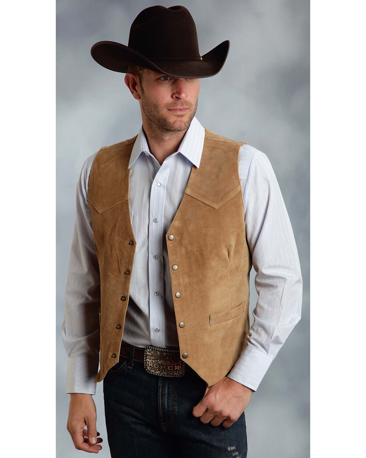Roper Suede Vest - Big & Tall, Sand, hi-res