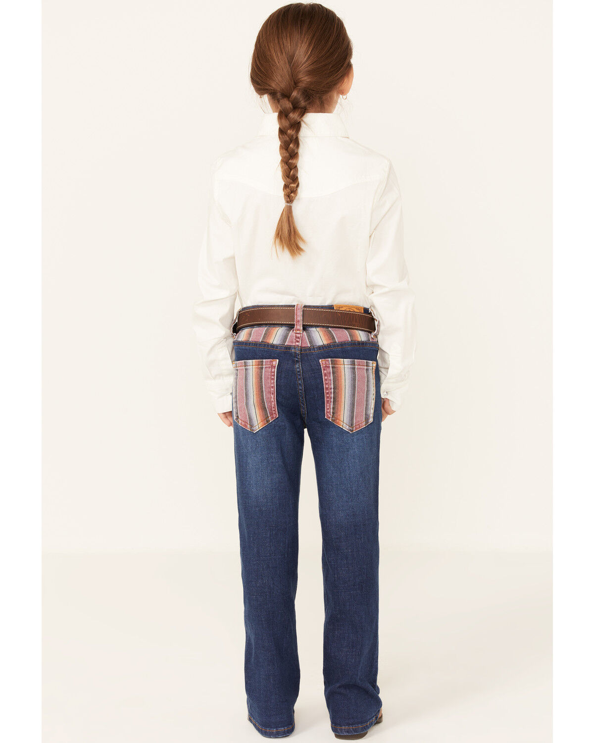 Image #3 - Ranch Dress'n Girls' Serape Pocket Stretch Regular Bootcut Jeans, Blue, hi-res