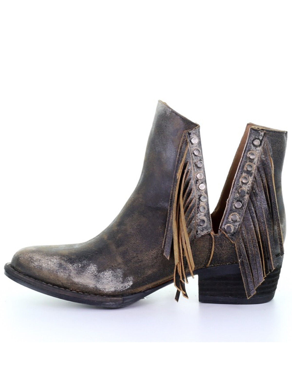 Image #3 - Circle G Women's Studded Fringe Fashion Booties - Round Toe, Black, hi-res
