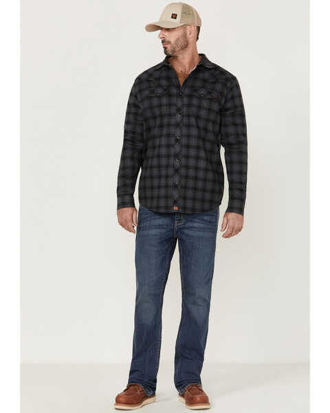 Image #2 - Cody James Men's FR Tartan Plaid Print Long Sleeve Snap Work Shirt , Black, hi-res