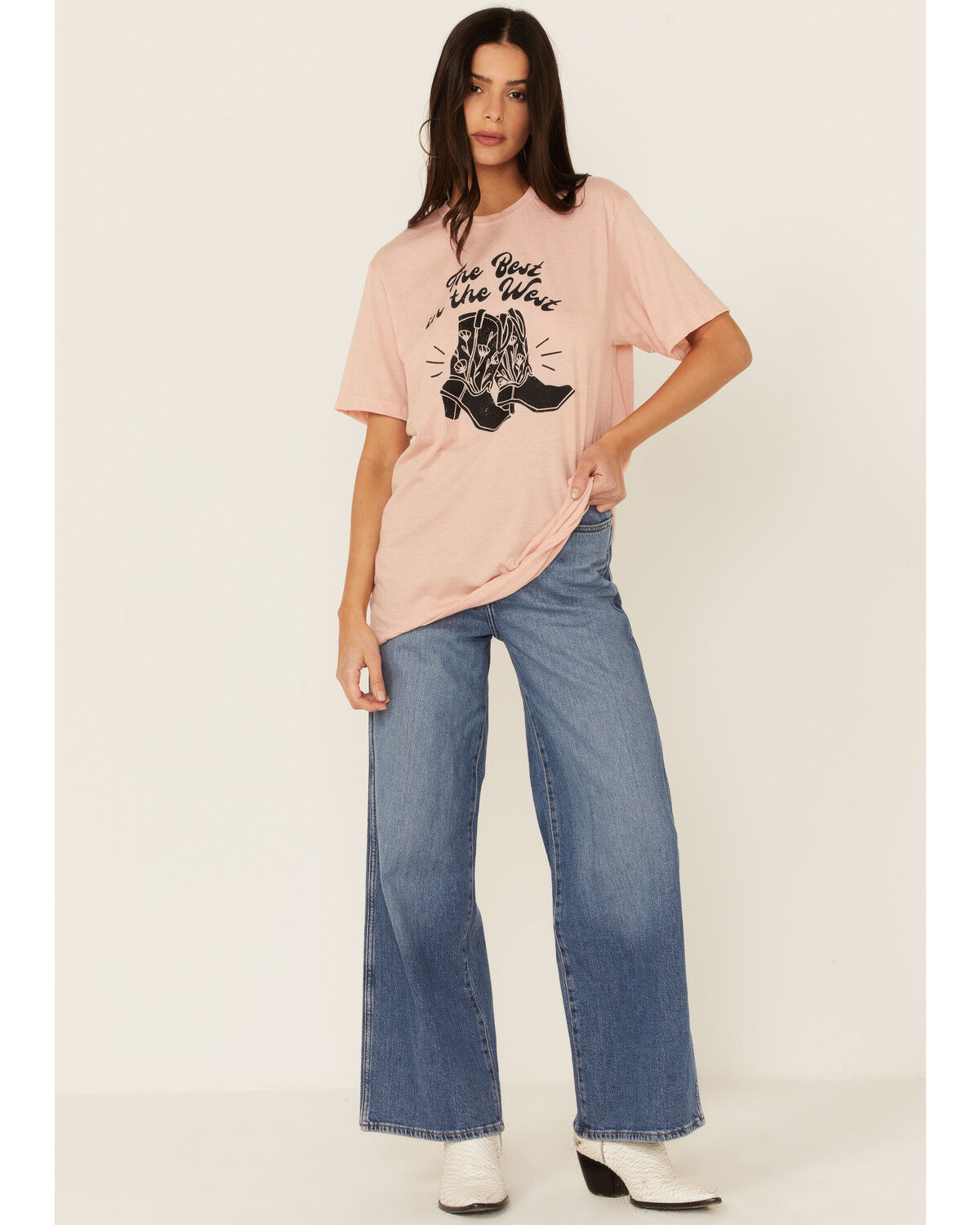 Image #2 - Ali Dee Women's Peach The Best in the West Graphic Tee, Peach, hi-res