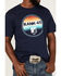 RANK 45 Men's Ombre Southwestern Circle Logo Graphic Short Sleeve T-Shirt , Navy, hi-res
