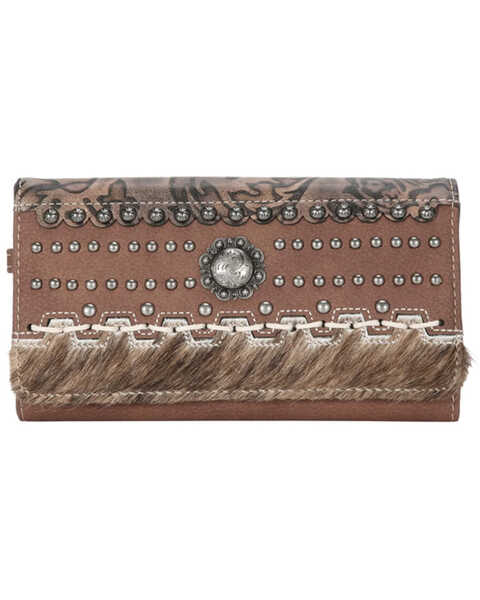 Image #1 - Montana West Women's Brown Trinity Ranch Hair-on Cowhide Collection Wallet, Brown, hi-res