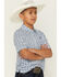 Image #2 - Ariat Boys' AriatTEK Geo Print Short Sleeve Button-Down Polo, White, hi-res
