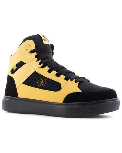 Image #1 - Volcom Men's Evolve Skate Inspired High Top Work Shoes - Composite Toe, Yellow, hi-res