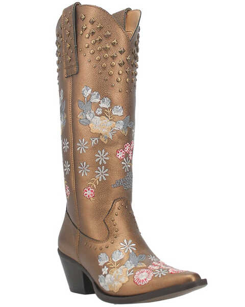 Dingo Women's Poppy Embellished & Embroidered Western Boots - Snip Toe, Bronze, hi-res