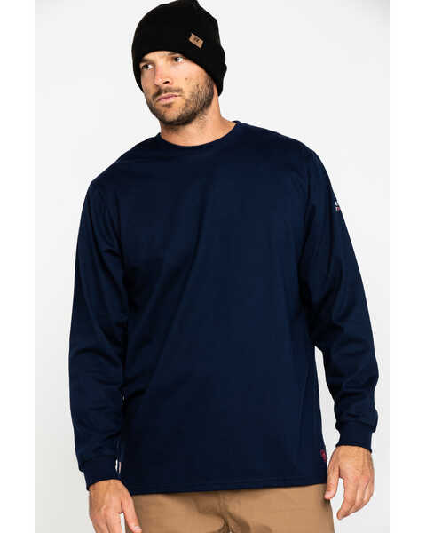 Image #1 - Ariat Men's FR O&G Graphic Long Sleeve Work T-Shirt , Navy, hi-res