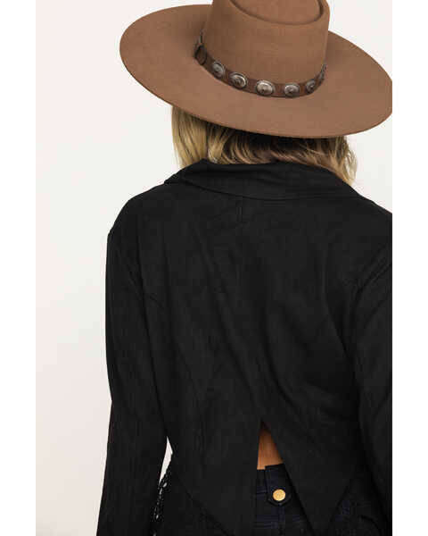 Image #5 - Cripple Creek Women's Black Micro-Suede Long Sleeve Button Front Jacket , , hi-res