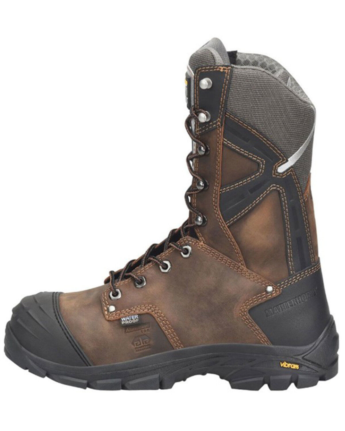 Image #2 - Matterhorn Men's 10" Mainstay Waterproof Work Boots - Aluminum Toe, Brown, hi-res