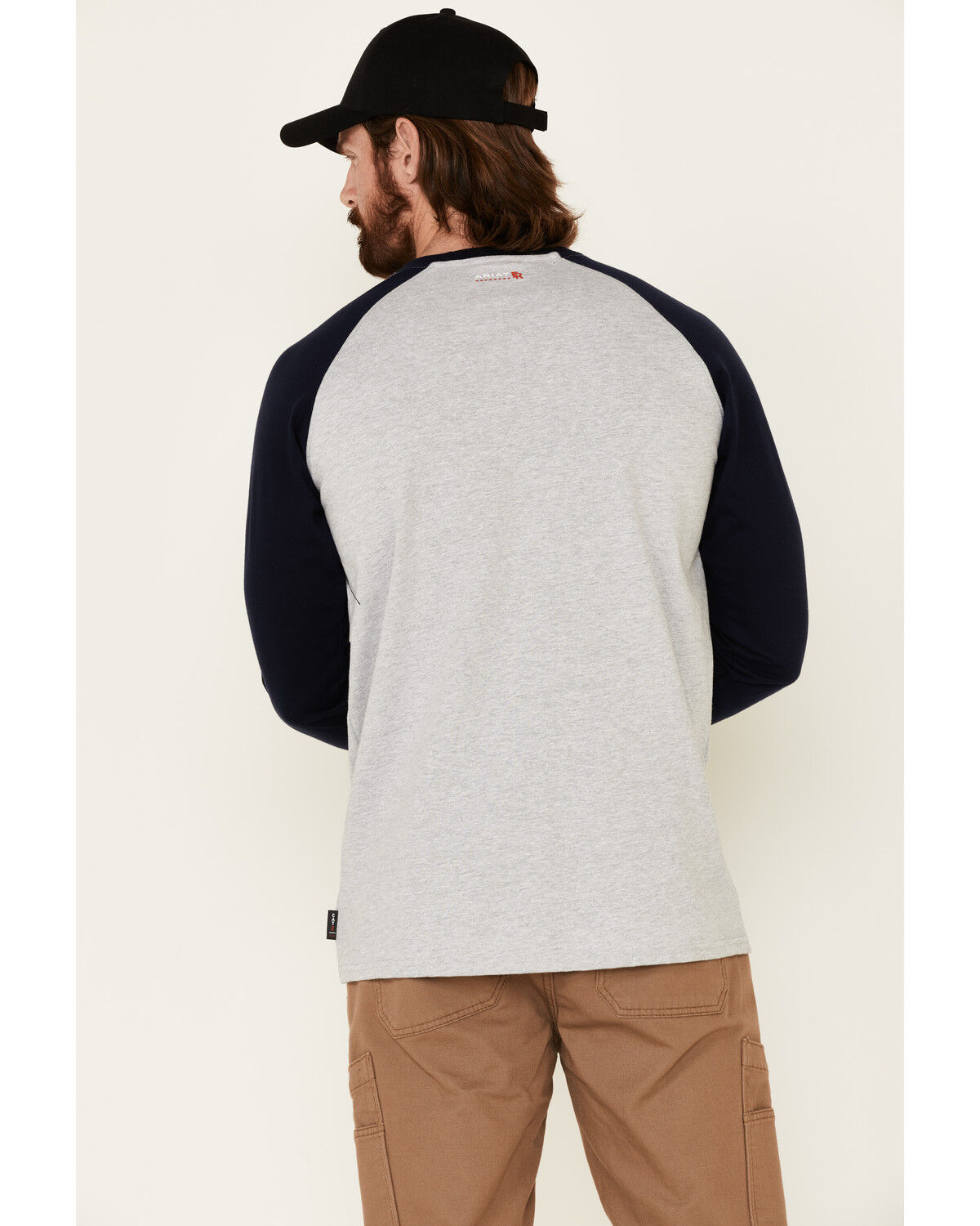 Image #4 - Ariat Men's FR Baseball Logo Crew Work Tee, Navy, hi-res