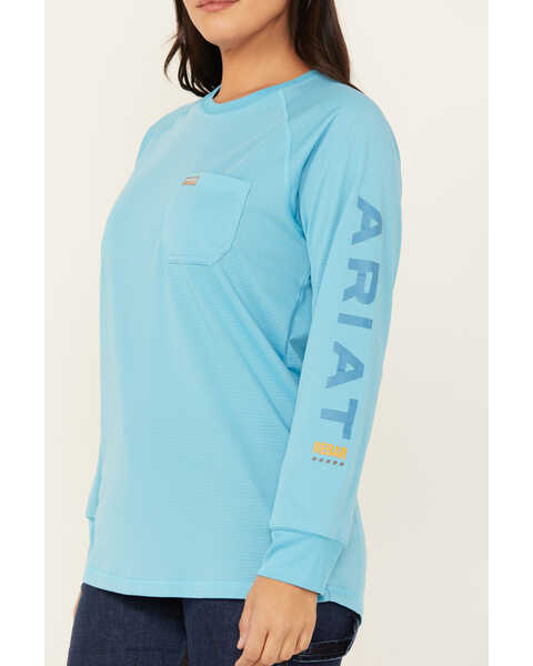 Image #3 - Ariat Women's Rebar Heat Fighter Long Sleeve Work Shirt , Blue, hi-res