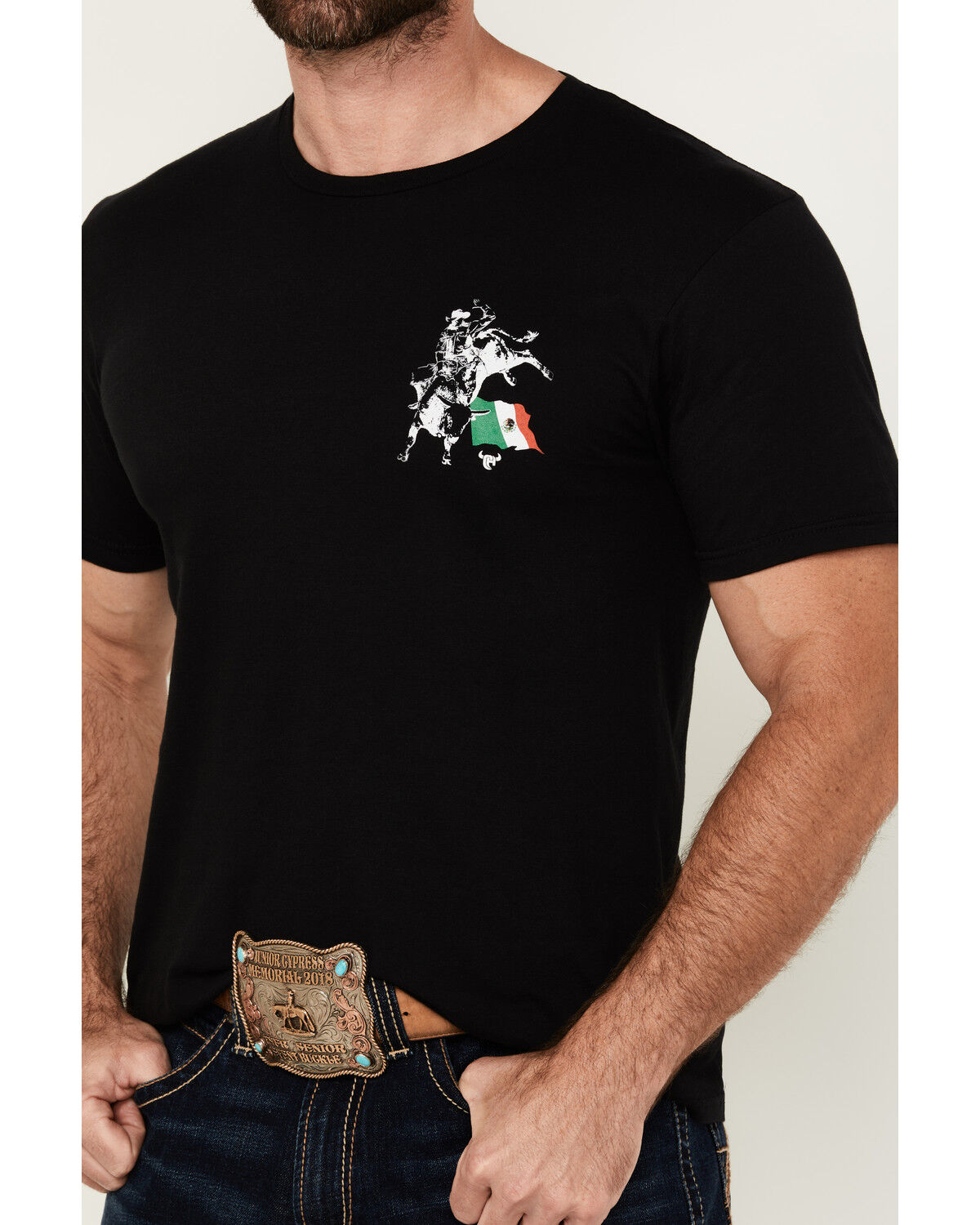 Image #3 - Cowboy Hardware Men's Mexico Flag Short Sleeve Graphic T-Shirt, Black, hi-res