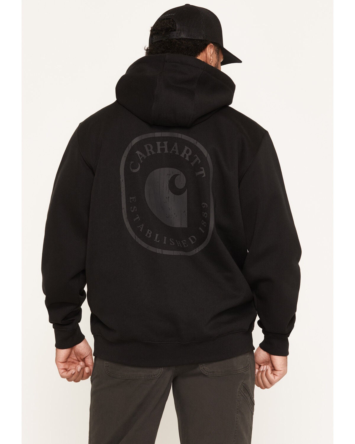 Carhartt Men's Paxton Rain Defender&trade; Graphic Hooded Sweatshirt, Black, hi-res