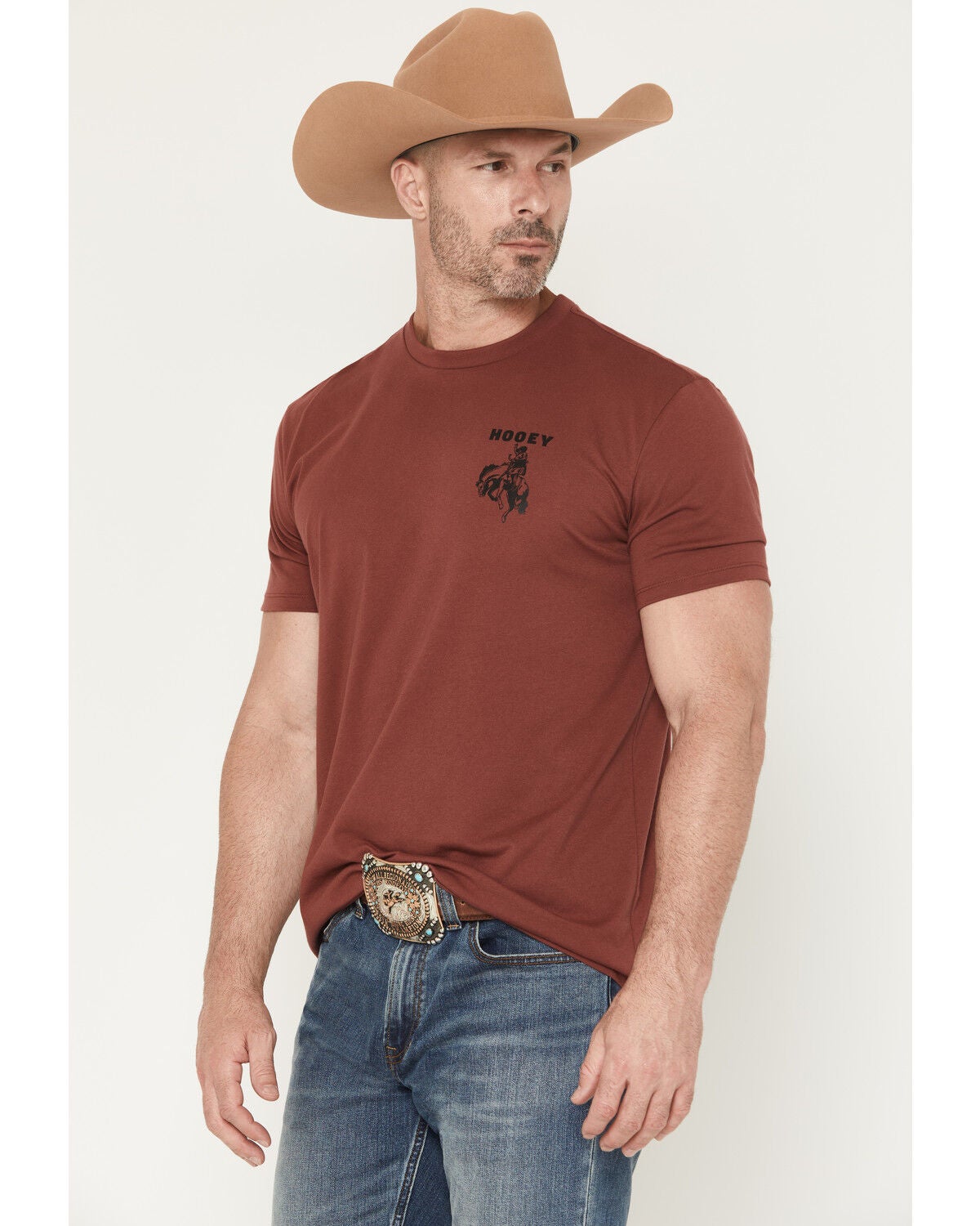 Image #3 - Hooey Men's Lucky Rider Short Sleeve Graphic T-Shirt, Burgundy, hi-res